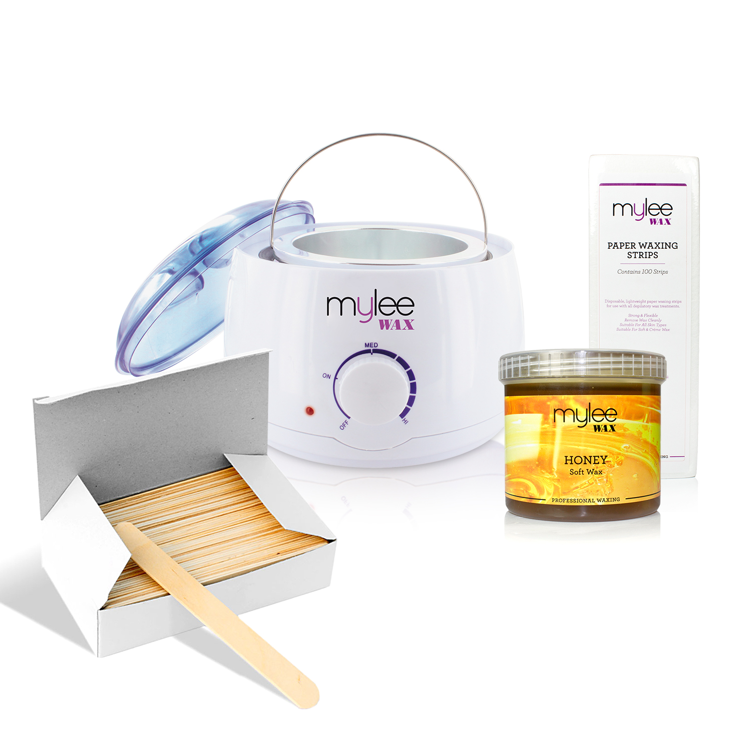 Mylee Depilatory Waxing Kit Heater Wax Pot Spatulas Strips For Hair