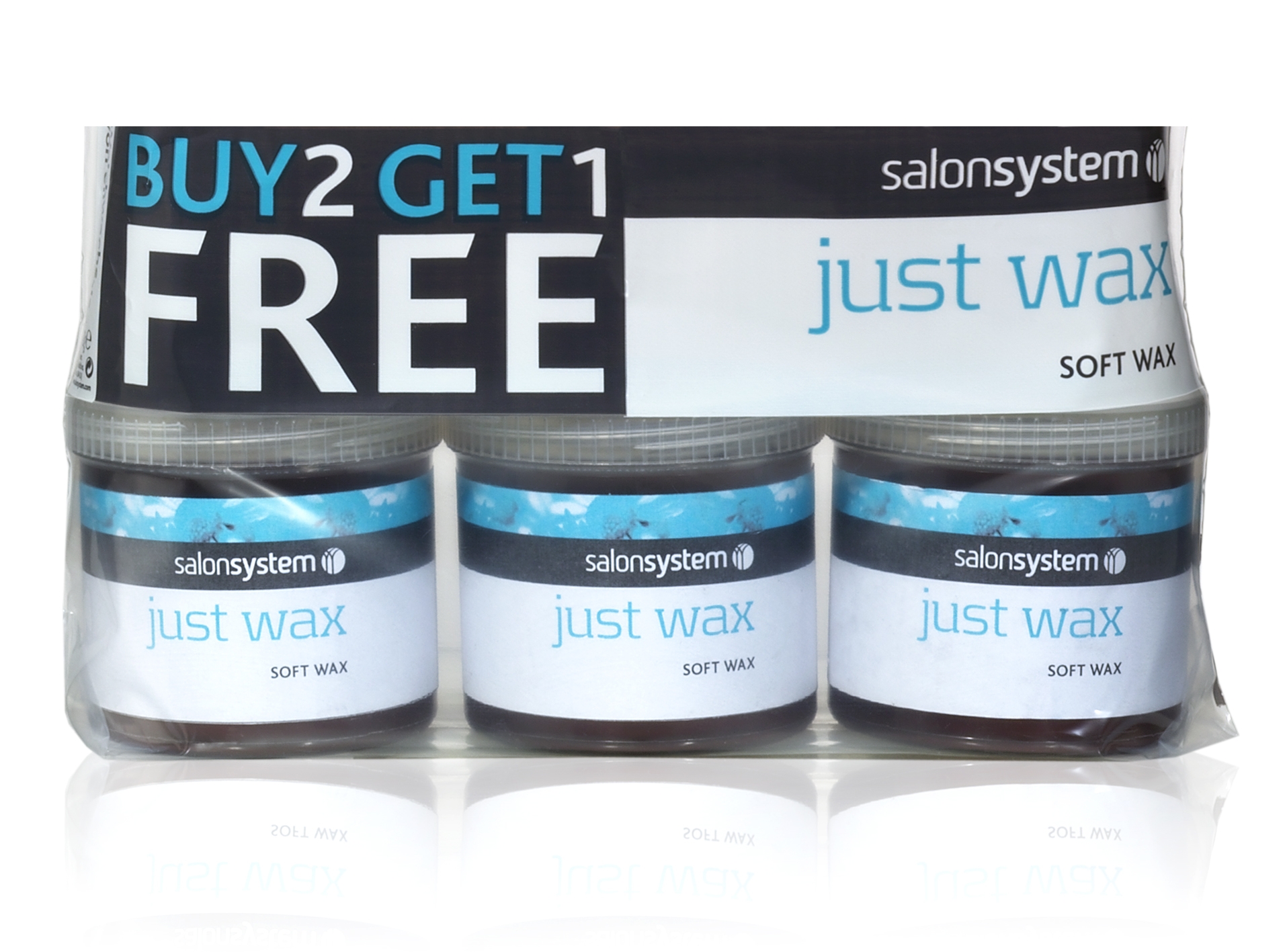 Salon System Just Wax Soft Wax Hair Removal Waxing Value Pack, 3 Pots