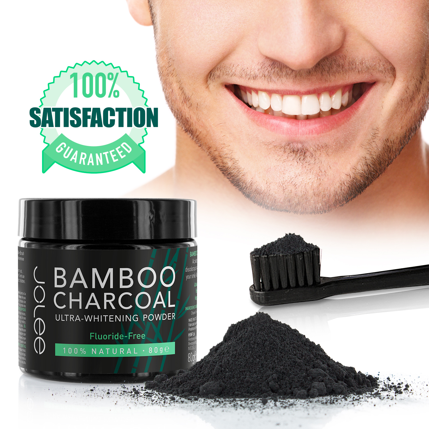JoLee Bamboo Activated Charcoal Teeth Tooth Whitening Powder Toothpaste