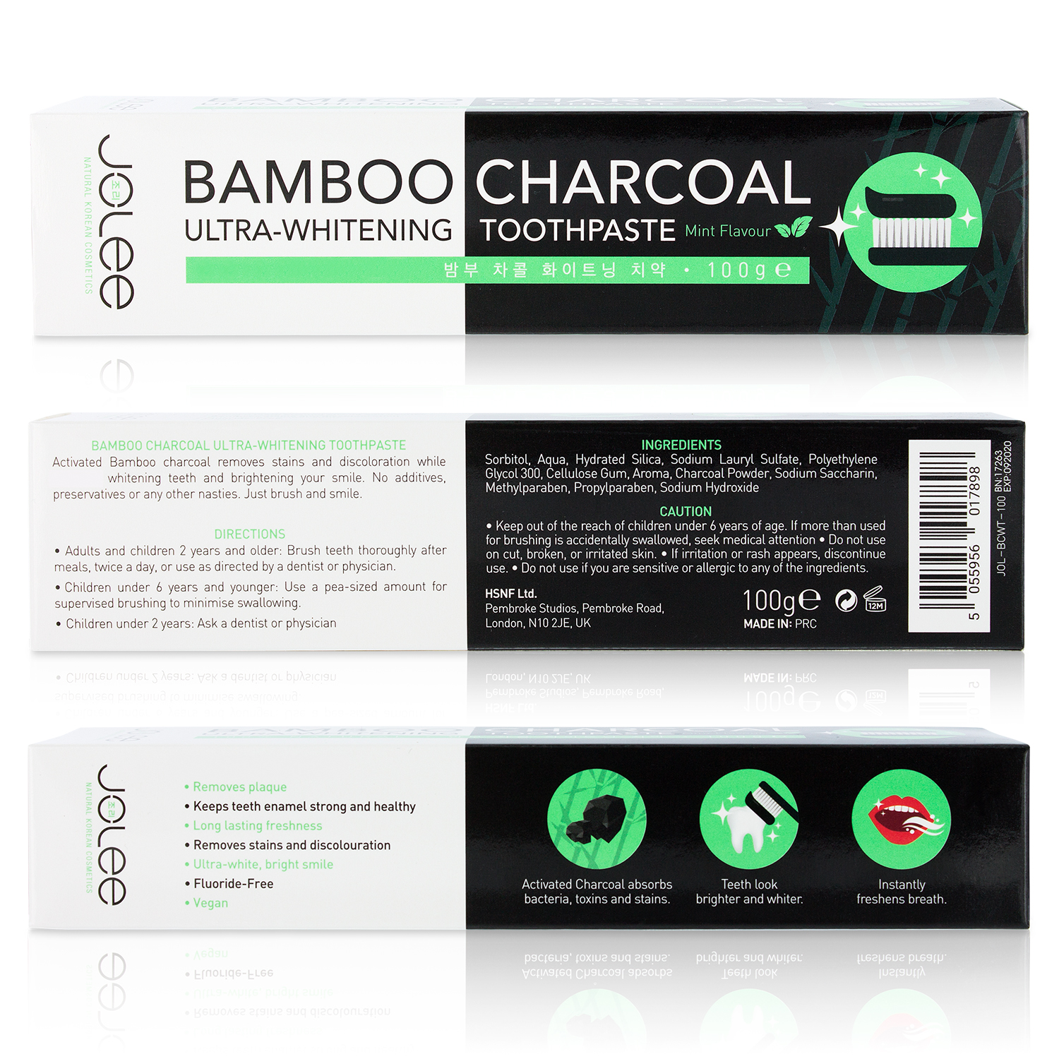 JoLee Bamboo Activated Charcoal Toothpaste Teeth Whitening Fluoride Free 100g | eBay