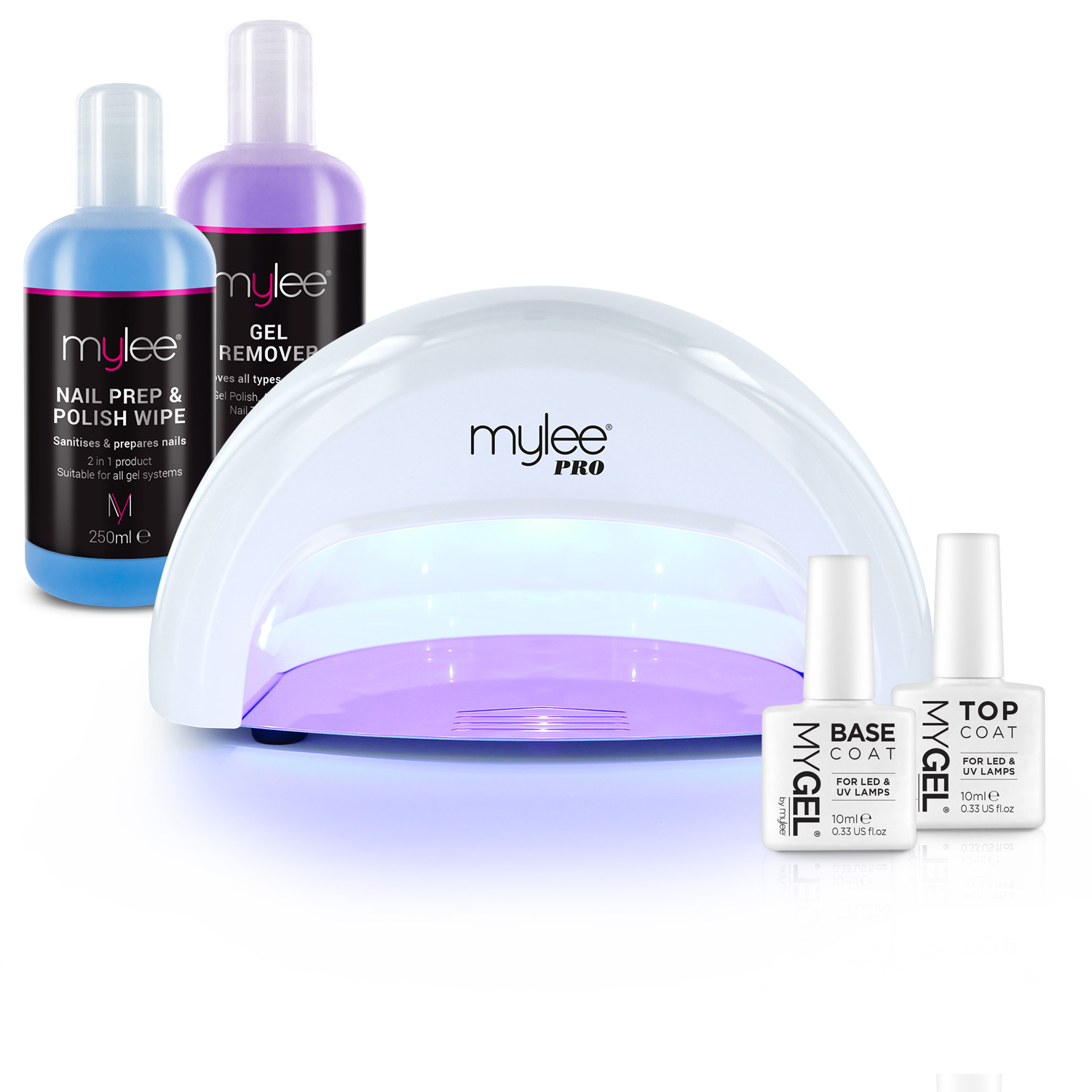 Mylee Convex LED Nail Dryer Manicure Starter Kit MyGel Gel Top & Base