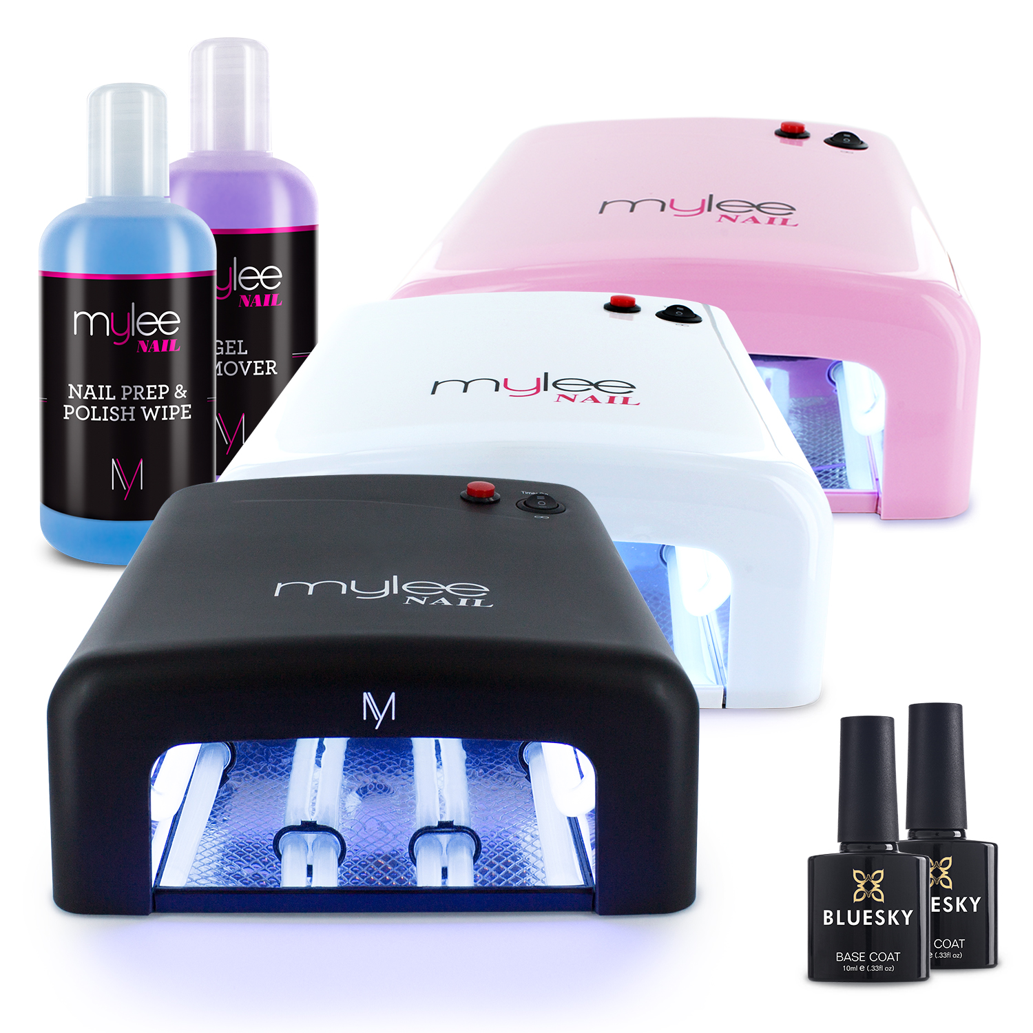 Mylee Manicure Nail Kit UV Lamp 36W Top Base Coat Prep Wipe Remover Gel