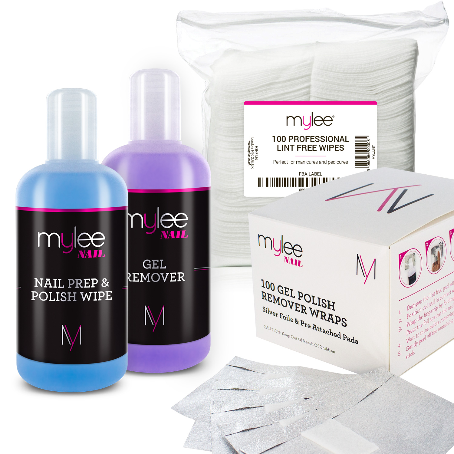 gel wipe kit mylee prep polish wipes soak remover uv wraps nails led