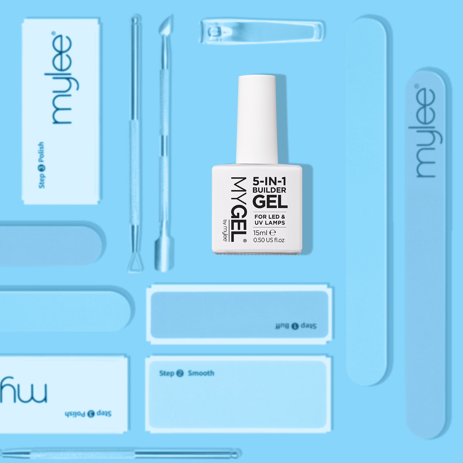 MyGEL by Mylee 5 in 1 Builder Gel (Clear) 15ml UV LED Nail Art Base Top