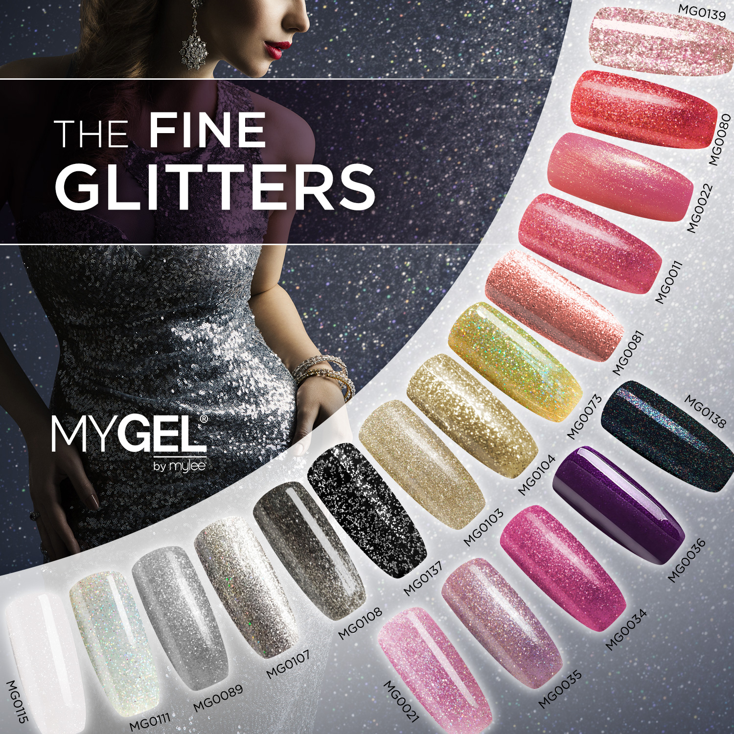 Mylee MYGEL UV LED SoakOff Fine Glitter Gel Nail Polish Colour