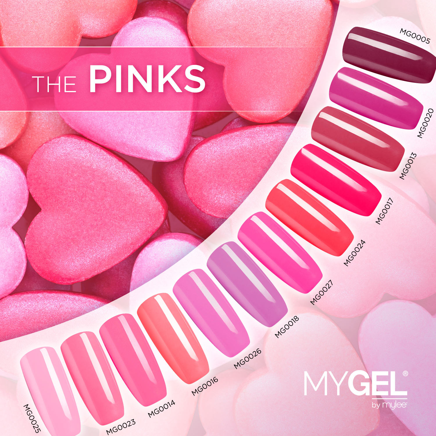 Mylee MYGEL Pink Collection UV LED SoakOff Gel Nail Polish Colour