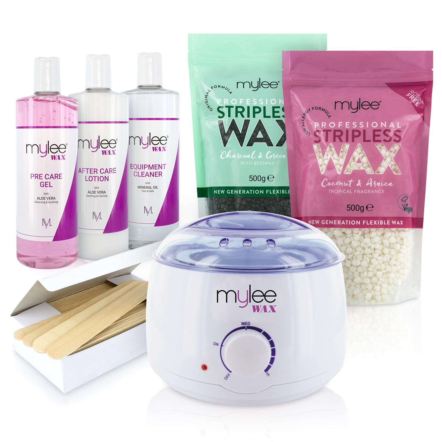 Mylee Complete Waxing Kit Hard Stripless Flexible Wax Heater Hair