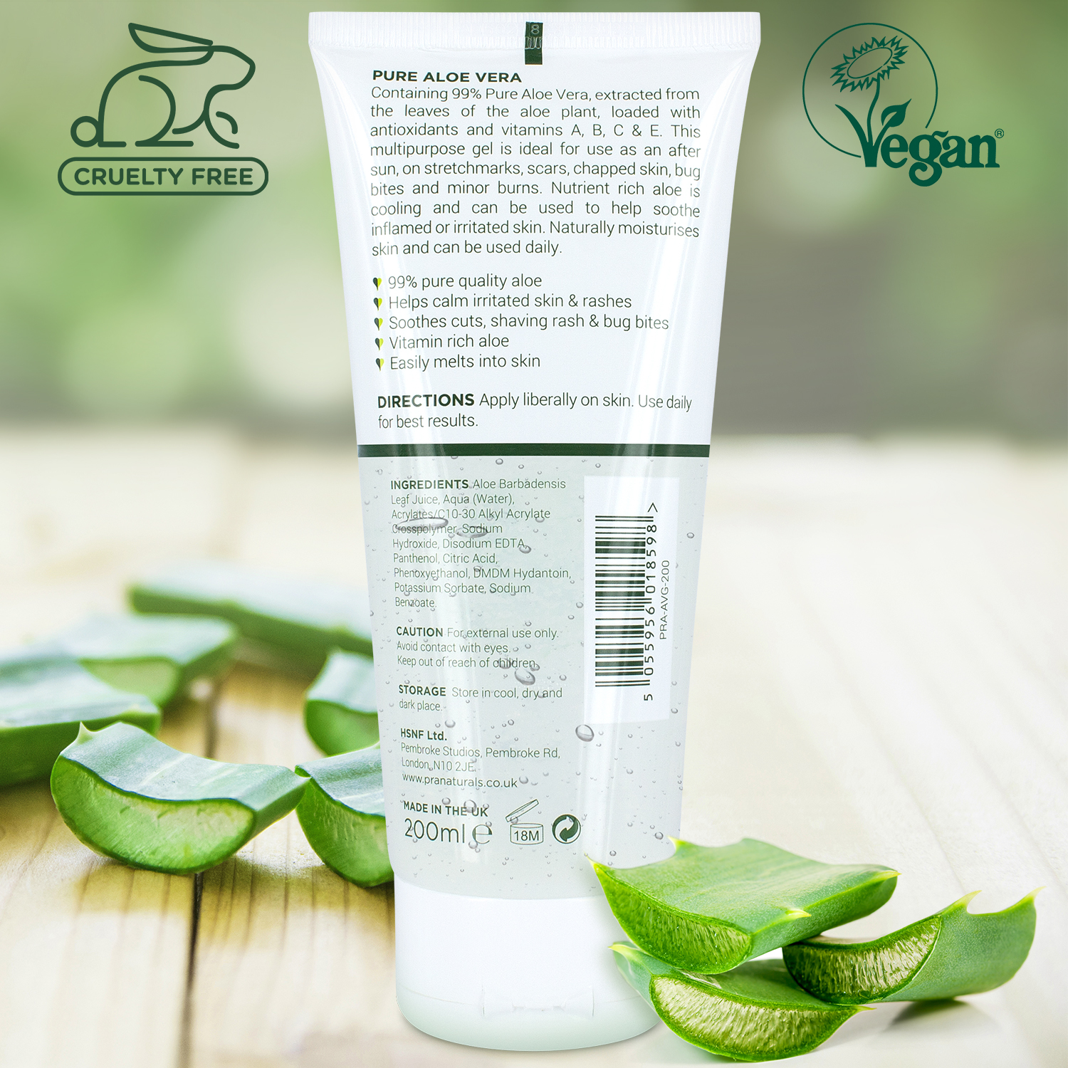 PraNaturals 99% Pure Organic Aloe Vera Vegan Soothing Gel Skin ...