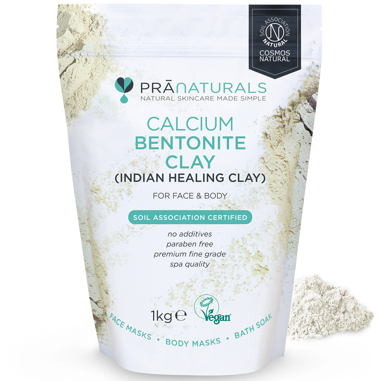 PraNaturals Calcium Bentonite Indian Healing Clay 100 Natural Face